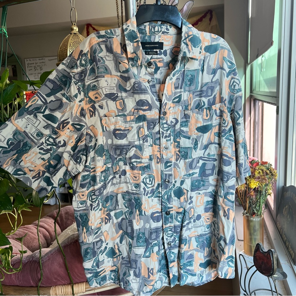 Urban Outfitters Abstract Patterned Button Up Shirt